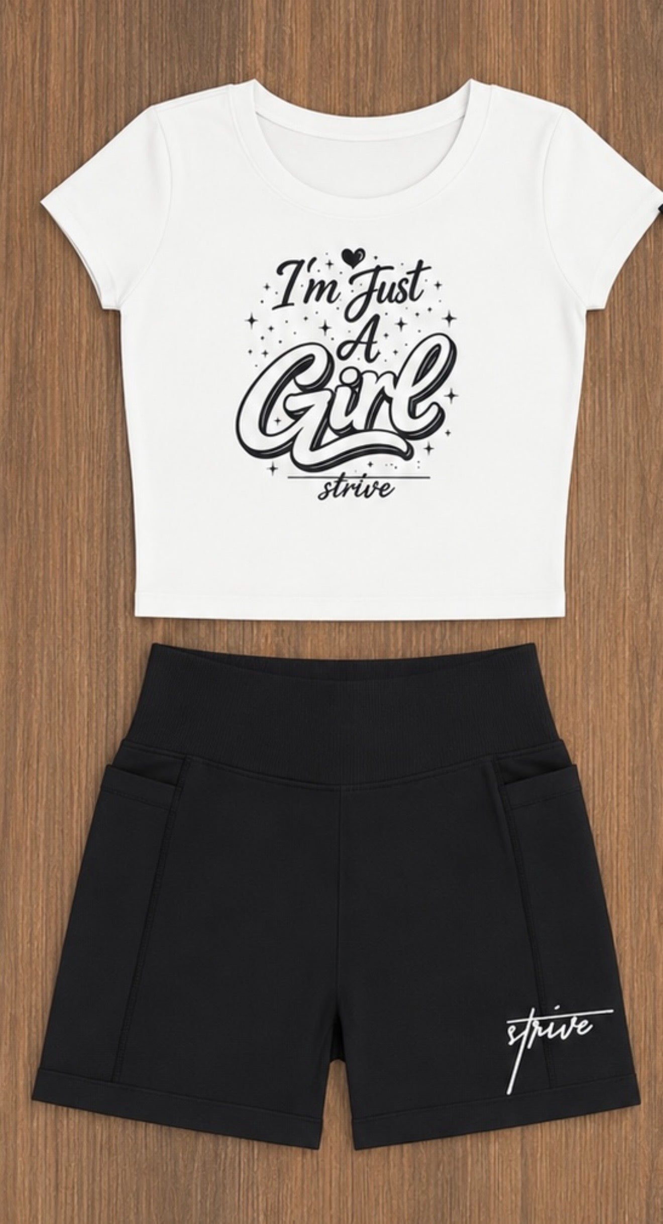 “Im Just a Girl” Crop Tee Set