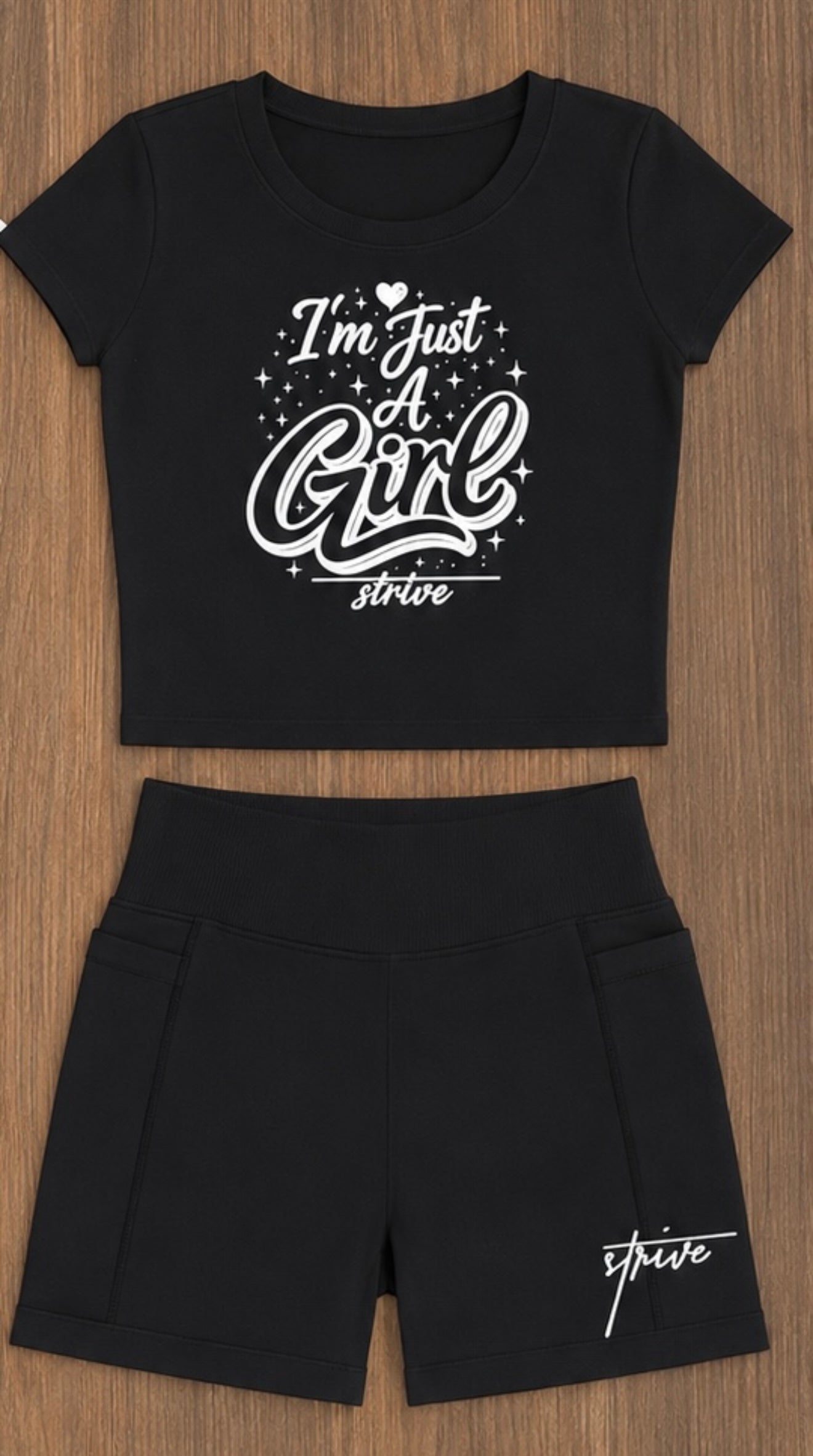 “Im Just a Girl” Crop Tee Set